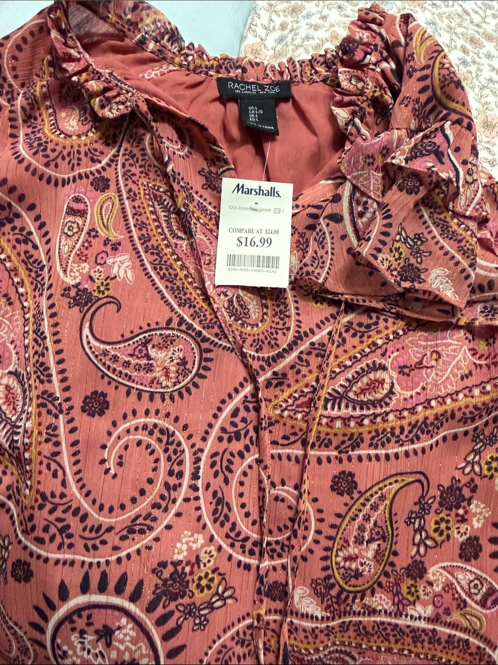 NWT paisley top with gold threads